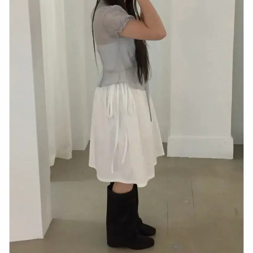 [BUNJANG] Ably Avant Deux Ribbon Pintuck Skirt / 에이블리 아방듀 리본 핀턱 스커트