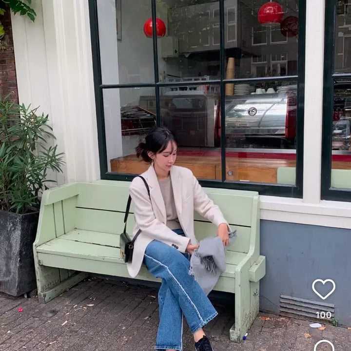 [BUNJANG] Ssonglabel Wool JK Jacket Ivory New / 쏭라벨 울 jk 아이보리 새제품