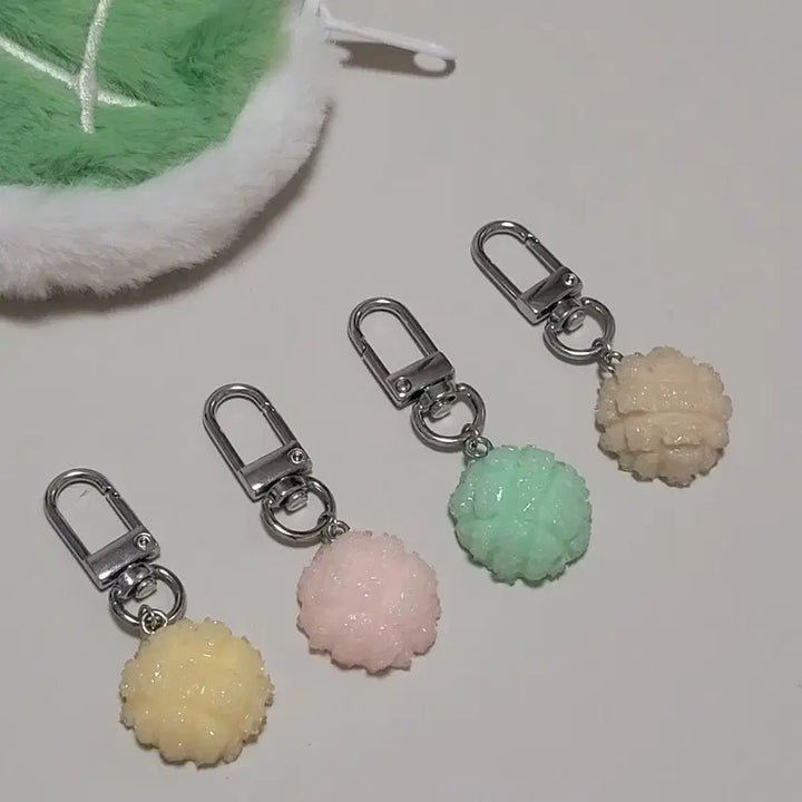 [BUNJANG] Melon Bread Camaron Fur Coin Purse Keychain Set / (새상품) 메론빵 카메론 털 동전 지갑 설탕 커피 딸기 멜론 키링 4종