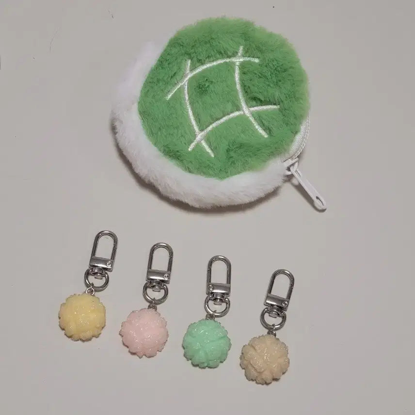 [BUNJANG] Melon Bread Camaron Fur Coin Purse Keychain Set / (새상품) 메론빵 카메론 털 동전 지갑 설탕 커피 딸기 멜론 키링 4종