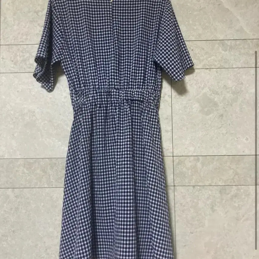 [BUNJANG] Summer Checkered Long Dress / 여름 반팔 체크 롱 원피스
