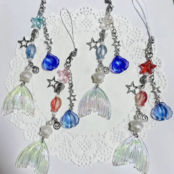 [BUNJANG] Ocean Mermaid Beads Keychain / 바닷속 인어 비즈 키링 책갈피 가방 핸드폰 고리
