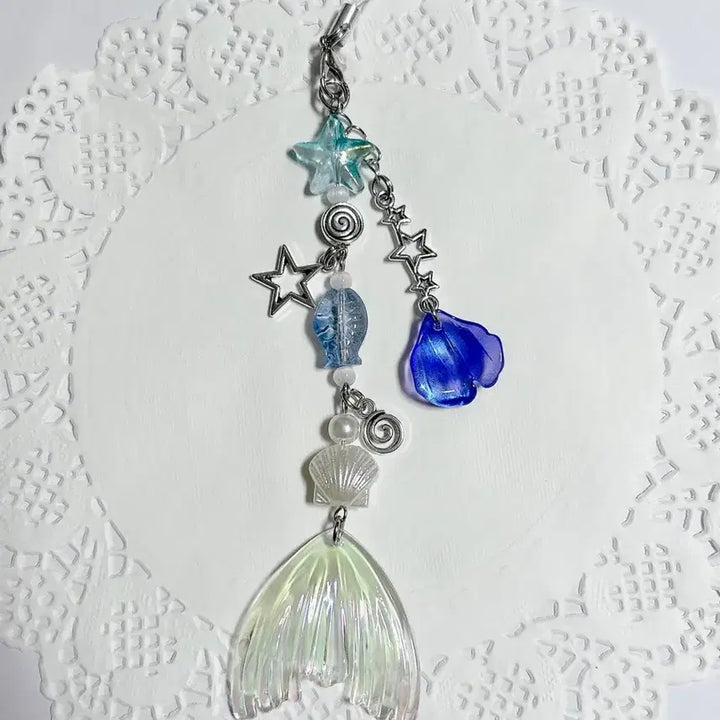[BUNJANG] Ocean Mermaid Beads Keychain / 바닷속 인어 비즈 키링 책갈피 가방 핸드폰 고리