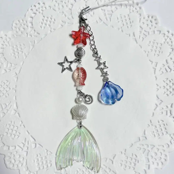 [BUNJANG] Ocean Mermaid Beads Keychain / 바닷속 인어 비즈 키링 책갈피 가방 핸드폰 고리