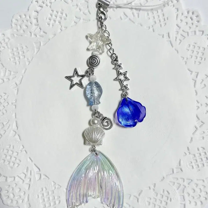 [BUNJANG] Ocean Mermaid Beads Keychain / 바닷속 인어 비즈 키링 책갈피 가방 핸드폰 고리