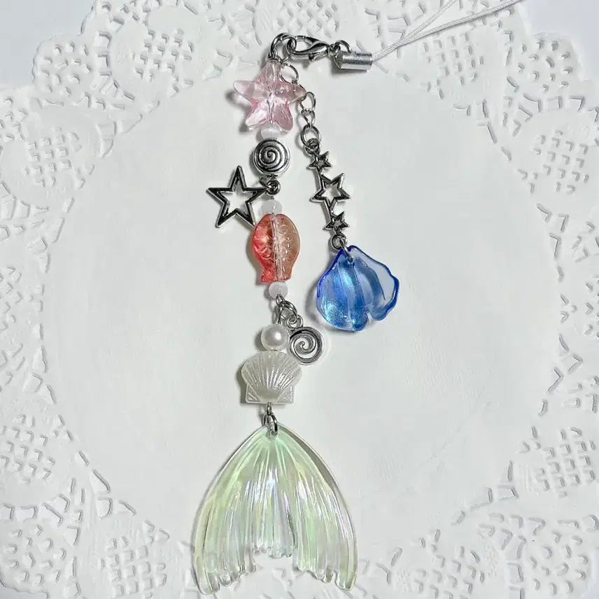 [BUNJANG] Ocean Mermaid Beads Keychain / 바닷속 인어 비즈 키링 책갈피 가방 핸드폰 고리