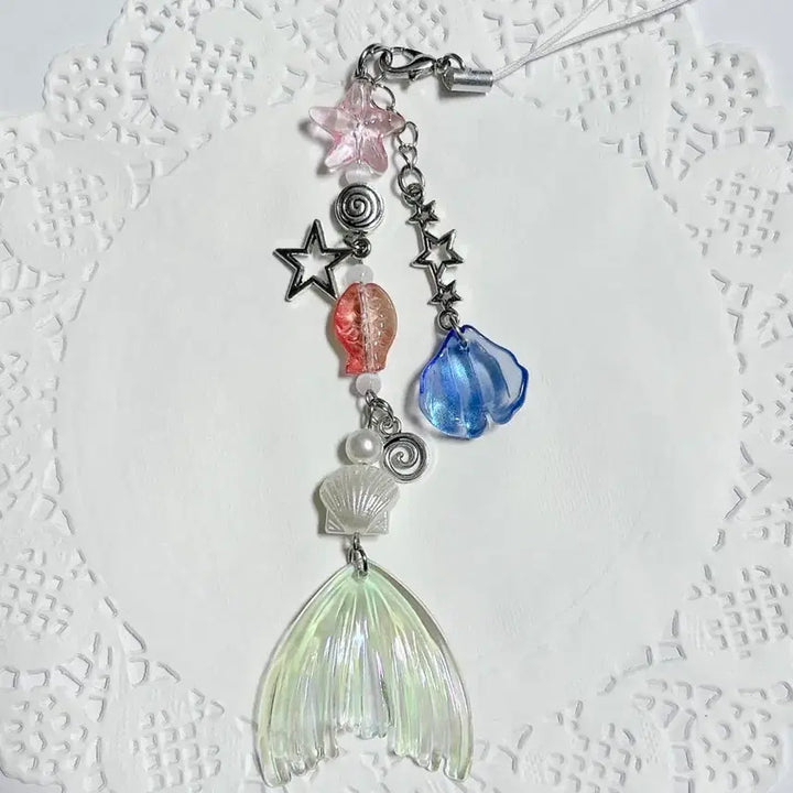 [BUNJANG] Ocean Mermaid Beads Keychain / 바닷속 인어 비즈 키링 책갈피 가방 핸드폰 고리