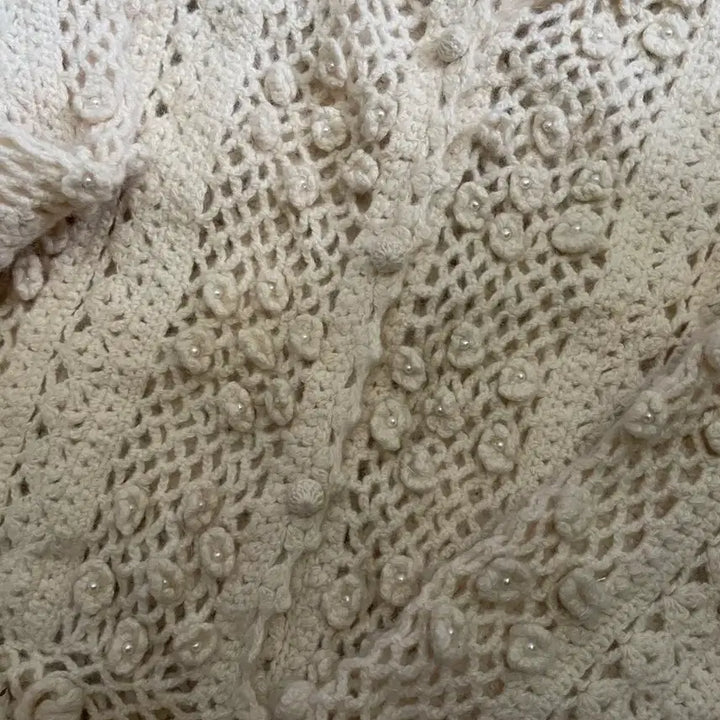 [BUNJANG] Vintage Floral Crochet Knit Cardigan / 플라워 입체 디테일 빈티지 크로쉐 니트 가디건