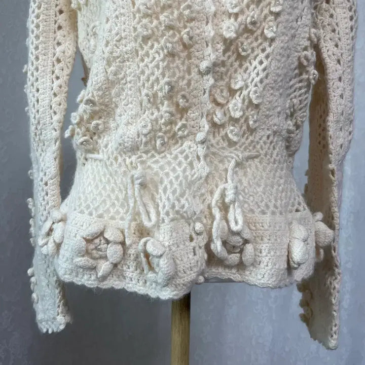 [BUNJANG] Vintage Floral Crochet Knit Cardigan / 플라워 입체 디테일 빈티지 크로쉐 니트 가디건