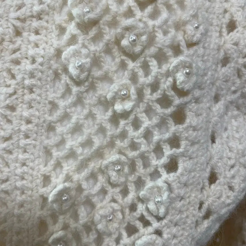 [BUNJANG] Vintage Floral Crochet Knit Cardigan / 플라워 입체 디테일 빈티지 크로쉐 니트 가디건