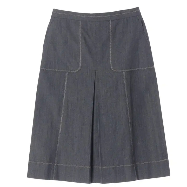 [BUNJANG] PRENDANG Fake Pleated Denim Skirt / 쁘렝땅 페이크 플리츠 데님 스커트