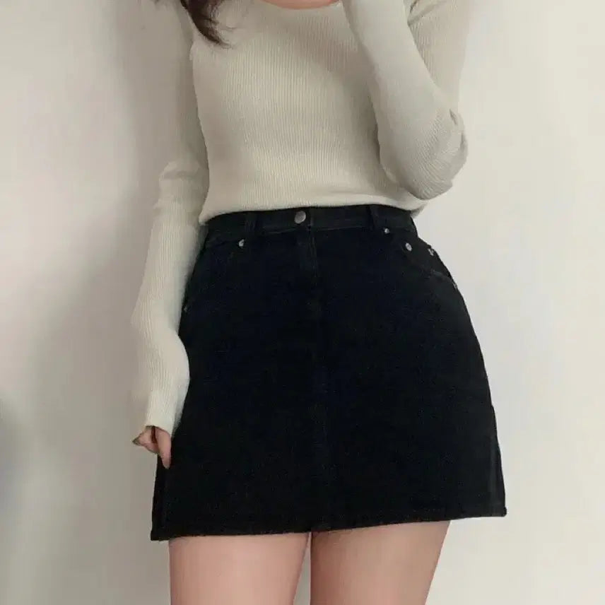 [SOLD OUT] 프영띵 흑청스커트 / 블랙 데님 스커트