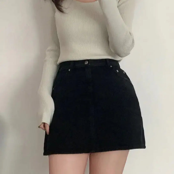 [SOLD OUT] 프영띵 흑청스커트 / 블랙 데님 스커트