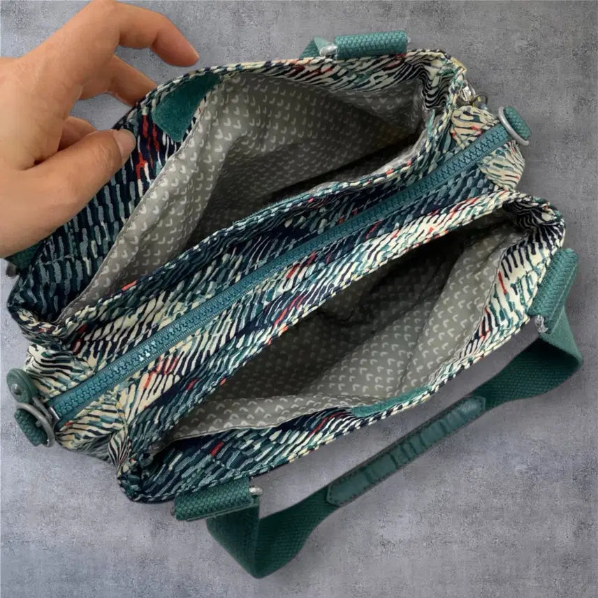[BUNJANG] Kipling Mint Pattern Nylon Tote Bag / 키플링 Kipling 민트 패턴 나일론 토트백 숄더백