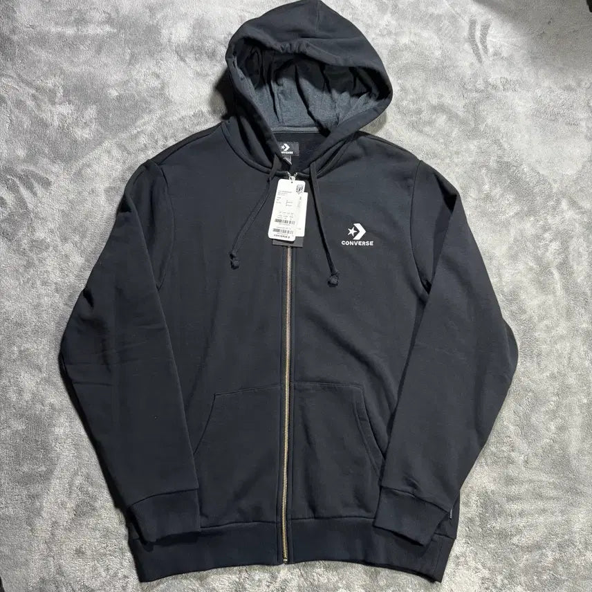 [BUNJANG] Converse Black Hooded Zip-up Jacket / 컨버스 블랙 후드집업