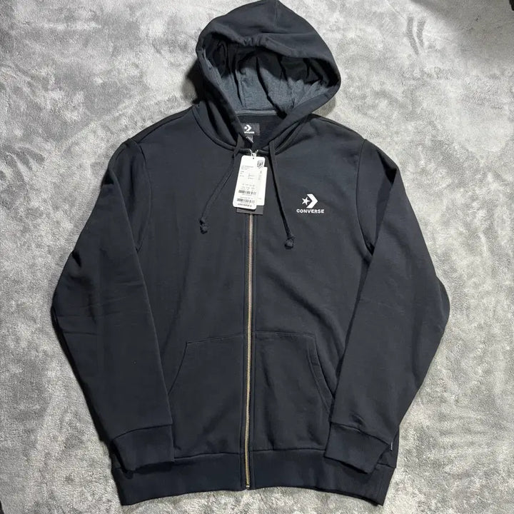 [BUNJANG] Converse Black Hooded Zip-up Jacket / 컨버스 블랙 후드집업