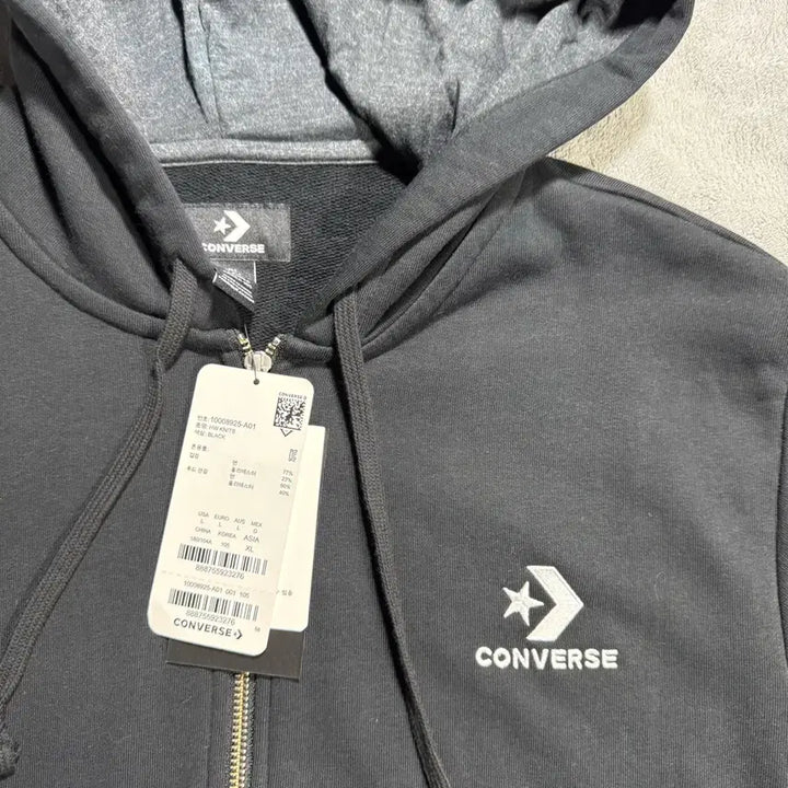 [BUNJANG] Converse Black Hooded Zip-up Jacket / 컨버스 블랙 후드집업