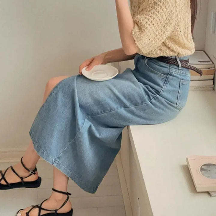 [SOLD OUT] (새상품) 럽미 청 데님 롱 스커트 S사이즈