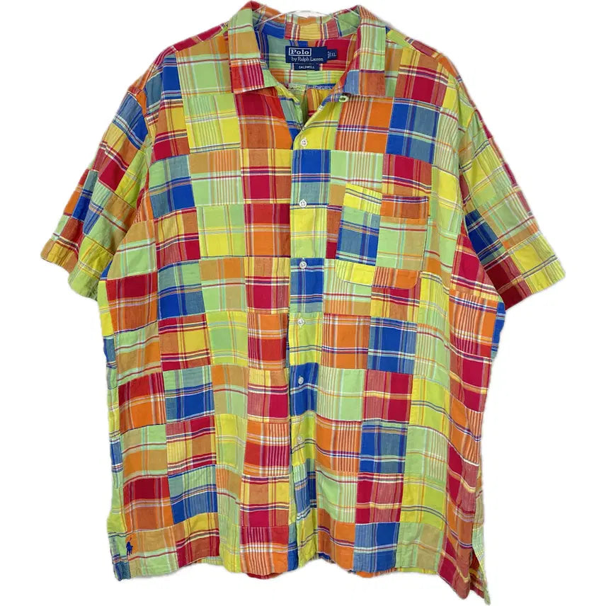 [BUNJANG] Polo Ralph Lauren Coldwell Patchwork Short Sleeve Shirt / [XL] 1990S 폴로 랄프로렌 콜드웰 패치 워크 반팔 셔츠