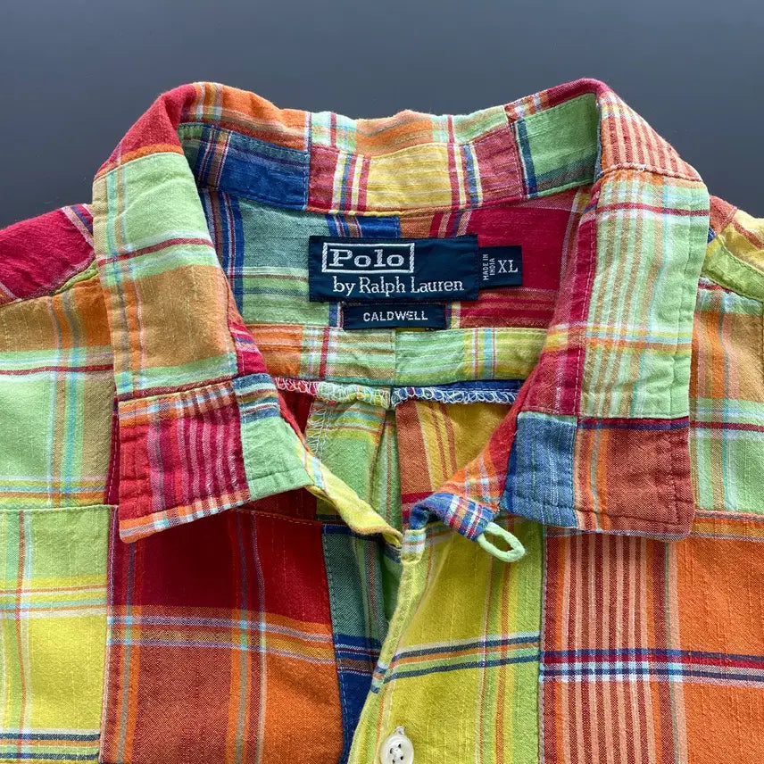 [BUNJANG] Polo Ralph Lauren Coldwell Patchwork Short Sleeve Shirt / [XL] 1990S 폴로 랄프로렌 콜드웰 패치 워크 반팔 셔츠
