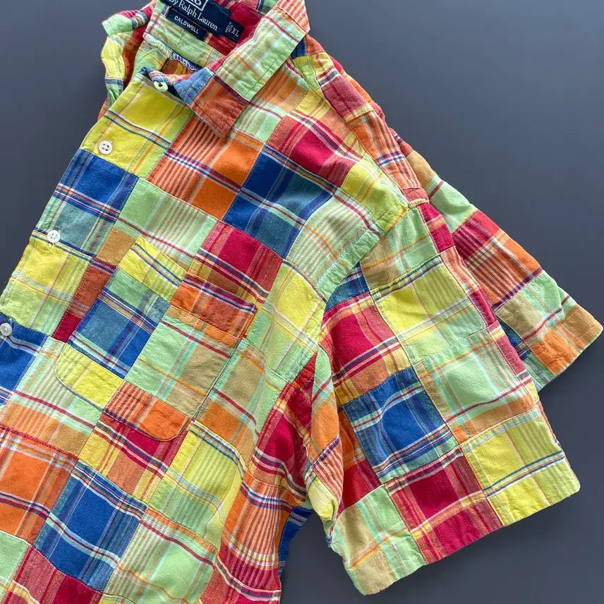 [BUNJANG] Polo Ralph Lauren Coldwell Patchwork Short Sleeve Shirt / [XL] 1990S 폴로 랄프로렌 콜드웰 패치 워크 반팔 셔츠