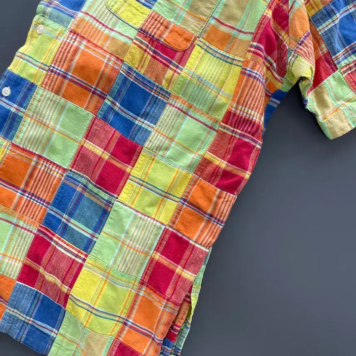 [BUNJANG] Polo Ralph Lauren Coldwell Patchwork Short Sleeve Shirt / [XL] 1990S 폴로 랄프로렌 콜드웰 패치 워크 반팔 셔츠