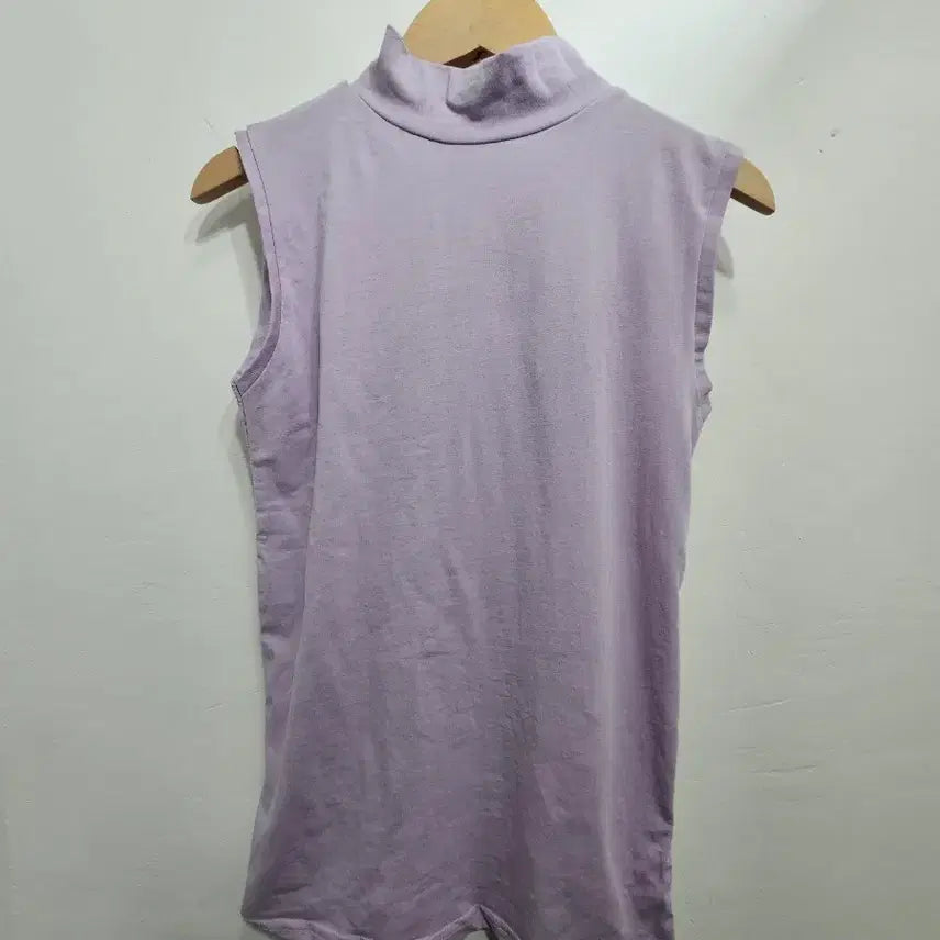 [BUNJANG] Purple Turtleneck Sleeveless Top / 퍼플 목폴라 민소매 티셔츠