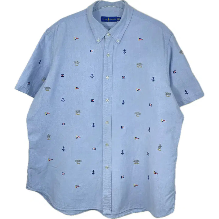 [SOLD OUT] [XXL] 폴로 랄프로렌 멀티 자수 로고 옥스포드 반팔 셔츠