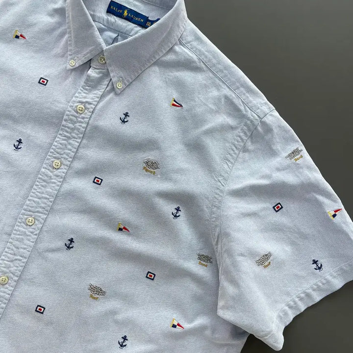 [SOLD OUT] [XXL] 폴로 랄프로렌 멀티 자수 로고 옥스포드 반팔 셔츠