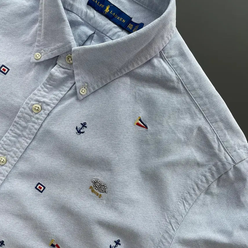 [SOLD OUT] [XXL] 폴로 랄프로렌 멀티 자수 로고 옥스포드 반팔 셔츠