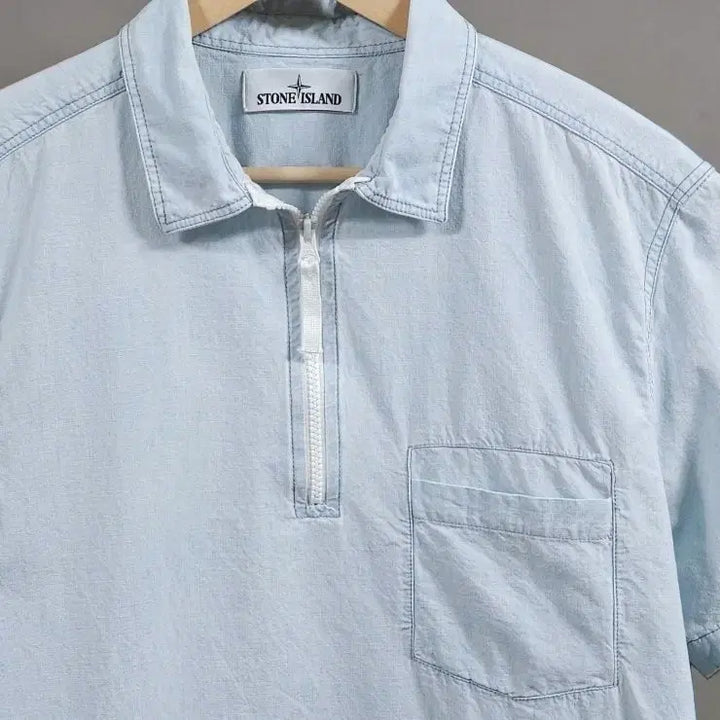 [SOLD OUT] 105 STONE ISLAND 스톤아일랜드 가먼트다잉 반팔 셔츠