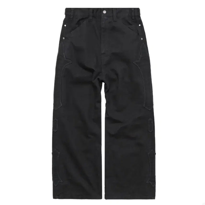 [BUNJANG] Polytelu Fleur Patched Pants Black / (4) 폴리테루 플뢰르 패치드 팬츠 블랙