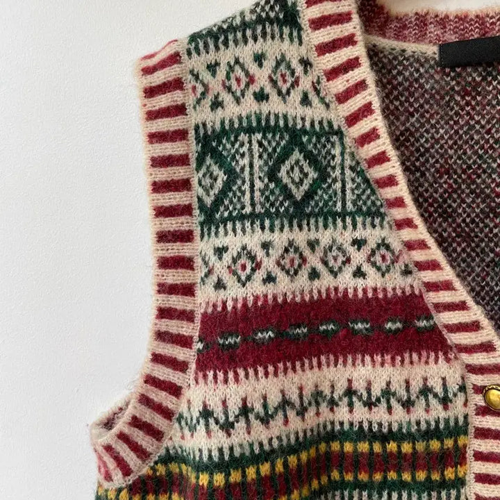 [BUNJANG] BNX Pattern Knit Vest Cardigan / BNX 패턴 니트 조끼 가디건 F