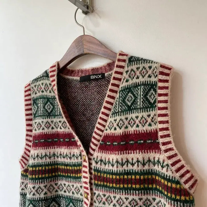 [BUNJANG] BNX Pattern Knit Vest Cardigan / BNX 패턴 니트 조끼 가디건 F