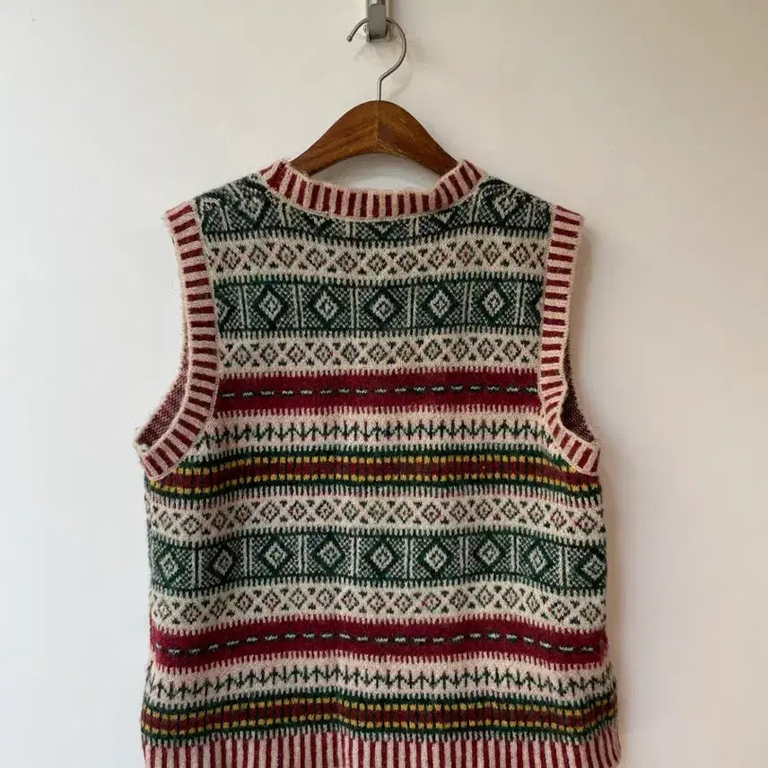 [BUNJANG] BNX Pattern Knit Vest Cardigan / BNX 패턴 니트 조끼 가디건 F