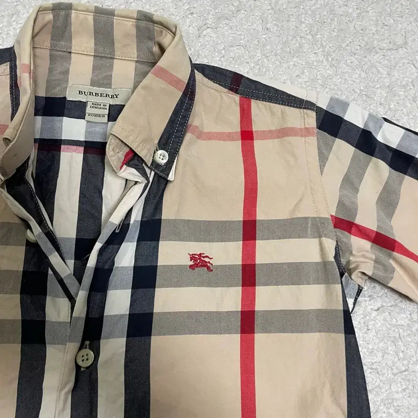 [BUNJANG] Burberry Kids Checkered Short Sleeve Shirt (4Y) / 버버리 키즈 아동 반팔 셔츠 체크 4y