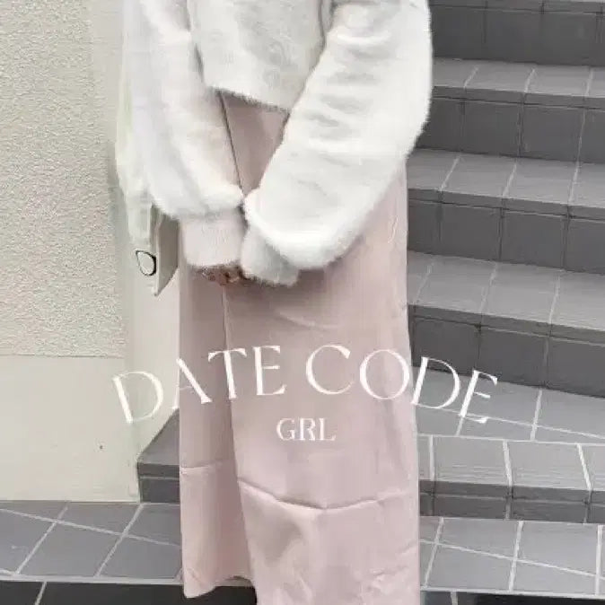 [BUNJANG] GRL Ivory Angora Knit Bustier Long Dress Coordination Set / 그레일 아이보리 앙고라 니트 뷔스티에 롱 원피스 코디세트 양산형