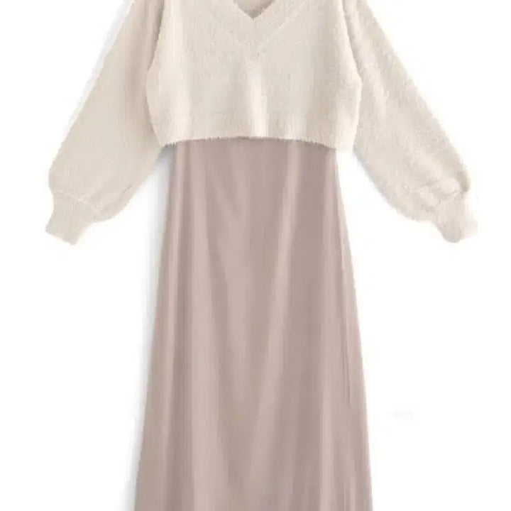 [BUNJANG] GRL Ivory Angora Knit Bustier Long Dress Coordination Set / 그레일 아이보리 앙고라 니트 뷔스티에 롱 원피스 코디세트 양산형