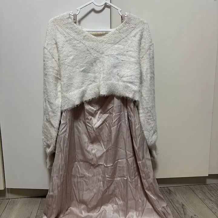 [BUNJANG] GRL Ivory Angora Knit Bustier Long Dress Coordination Set / 그레일 아이보리 앙고라 니트 뷔스티에 롱 원피스 코디세트 양산형