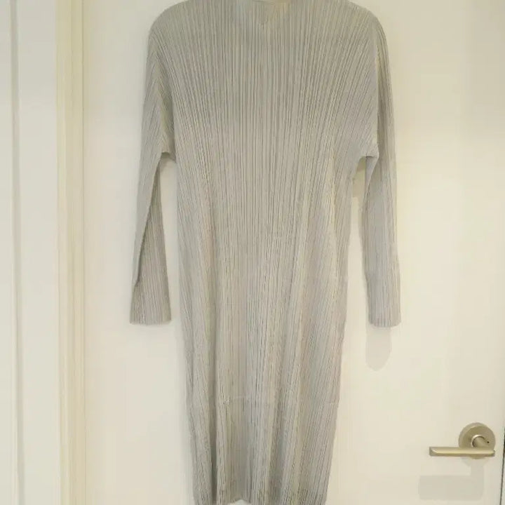 [BUNJANG] Pleats Please Zip-Up Long Cardigan Light Gray / 플리츠플리즈 집업 롱가디건 라이트그레이