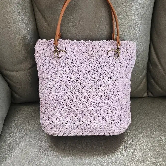 [BUNJANG] Handmade Lilac Tote Bag / 손뜨개가방(라일락토드)