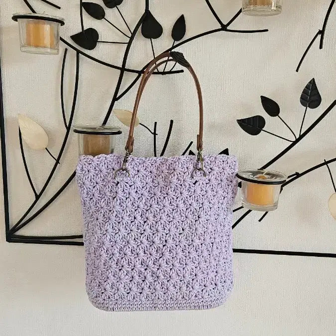 [BUNJANG] Handmade Lilac Tote Bag / 손뜨개가방(라일락토드)