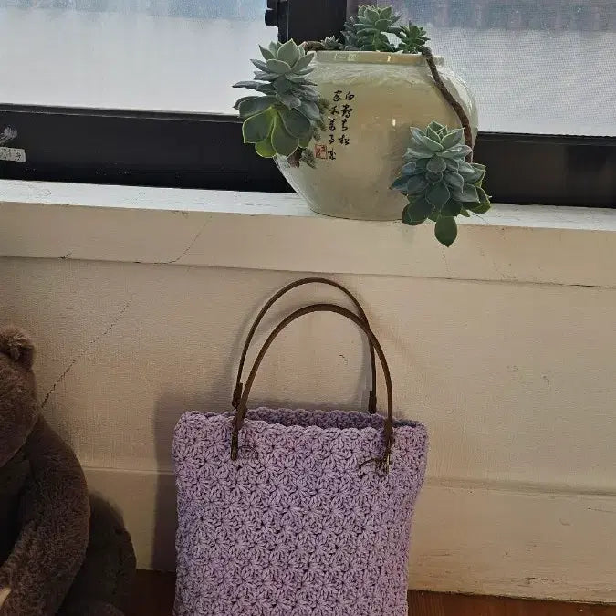 [BUNJANG] Handmade Lilac Tote Bag / 손뜨개가방(라일락토드)