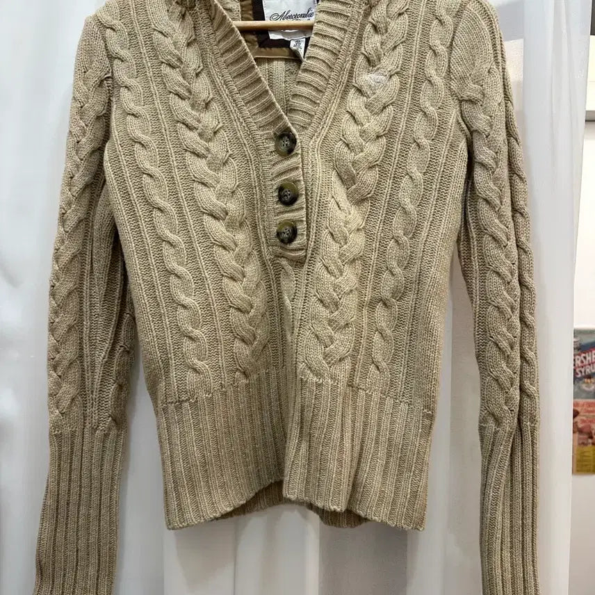 [BUNJANG] Abercrombie Cable Knit Hoodie M / 아베크롬비 꽈배기 후드 니트 M