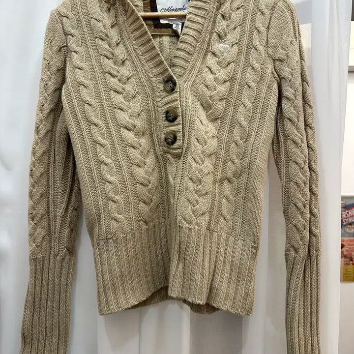 [BUNJANG] Abercrombie Cable Knit Hoodie M / 아베크롬비 꽈배기 후드 니트 M