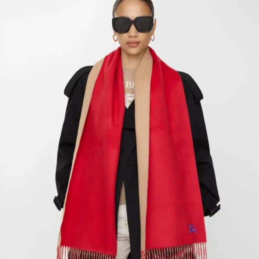 [BUNJANG] Burberry Red Reversible Scarf / 버버리 레드 머플러 양면 스카프