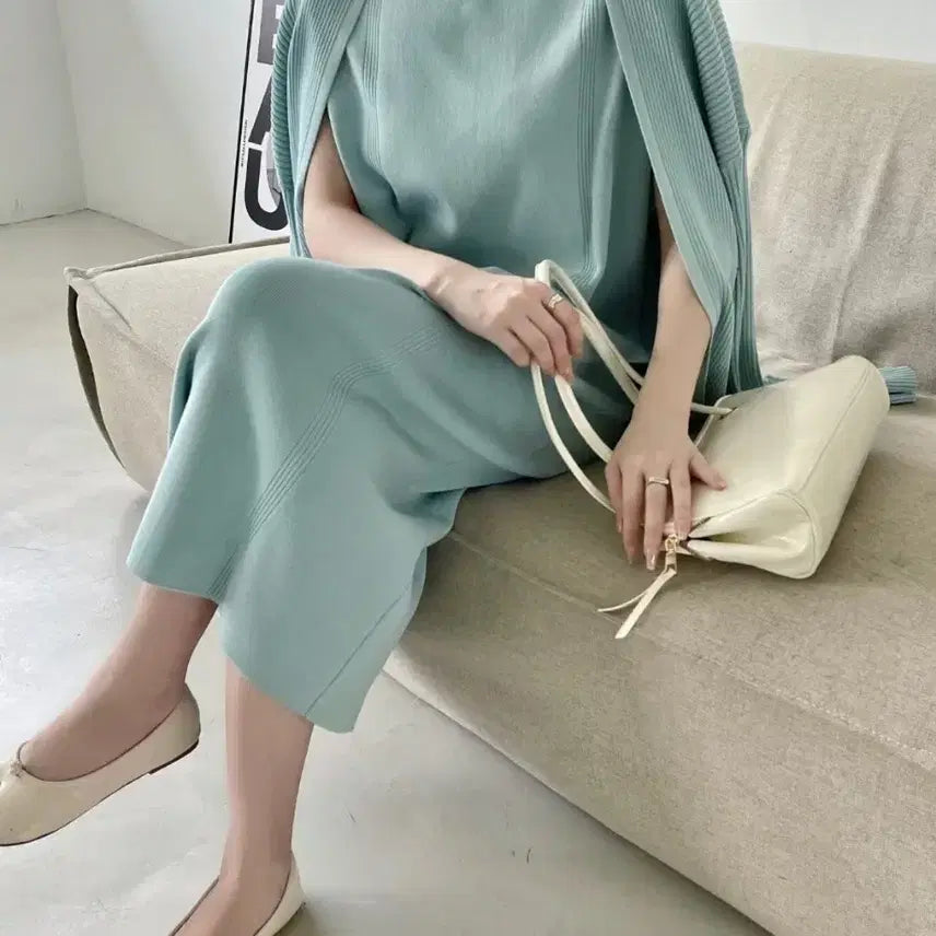 [BUNJANG] Knit Set (Long Cardigan + Dress) / 니트 셋업(롱가디건+원피스)