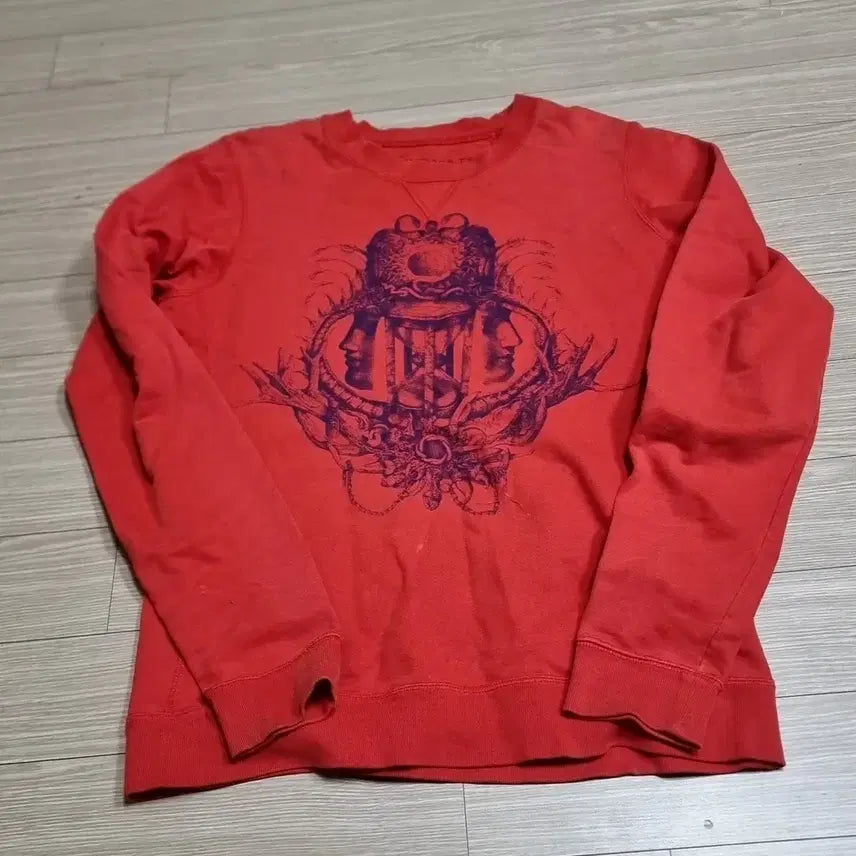 [BUNJANG] Balenciaga Red Printed Sweatshirt / 발렌시아가 11~12s 레드 프린팅 맨투맨 티셔츠(95-100)
