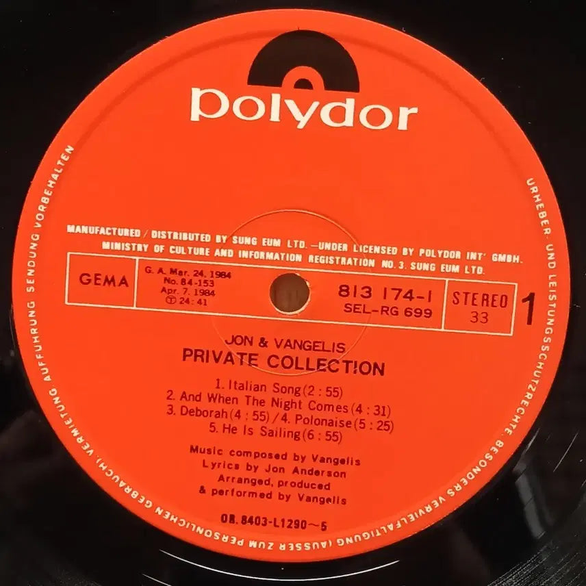 [BUNJANG] Jon &amp; Vangelis Private Collection LP / 존 앤 반젤리스 Private Collection LP 할인