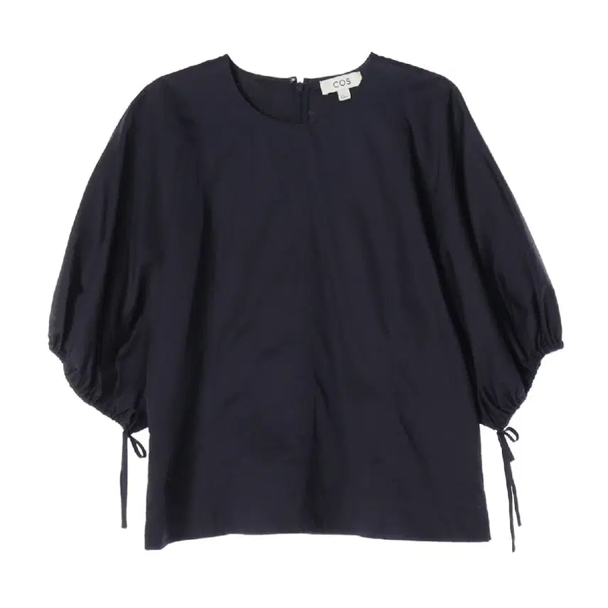 [SOLD OUT] 코스 네이비 스트링 퍼프소매 반팔 블라우스